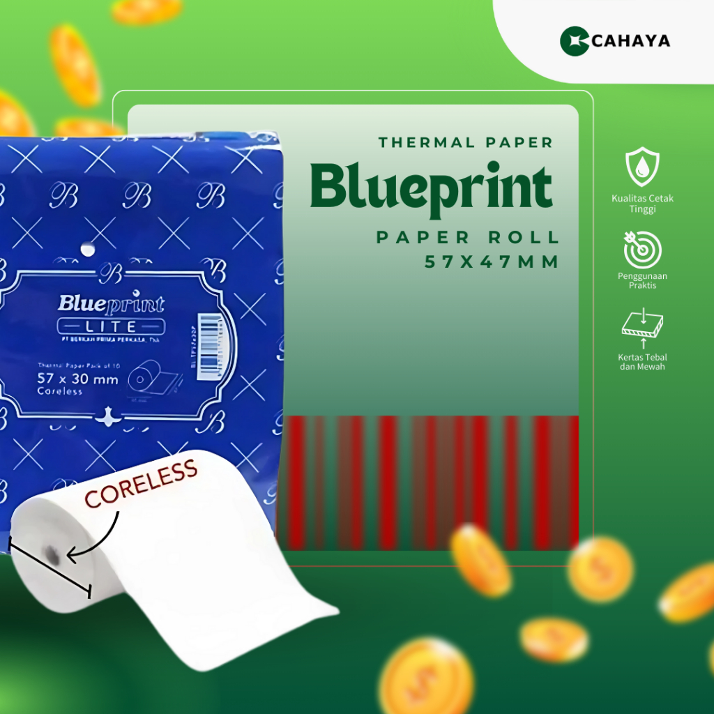 

Cahaya Blueprint LITE Thermal Paper Roll 57x47 isi 10, Mudah Baca