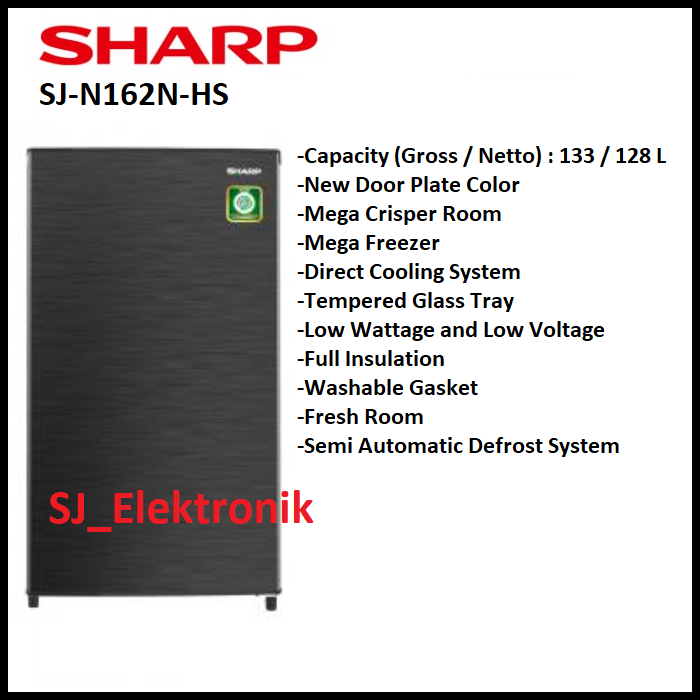 Sharp SJ-N162-HS Kulkas 1 Pintu | SJ-N162 / SJN162 / SJ N162 / SJN 162