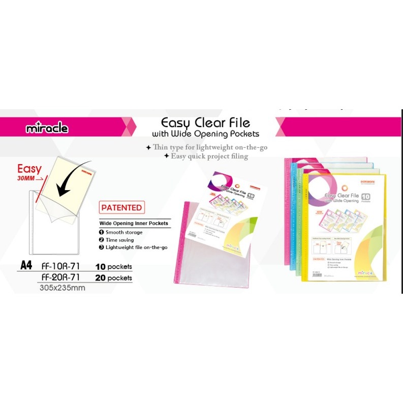 

EASY CLEAR FILE W/ OPENING POCKET A4