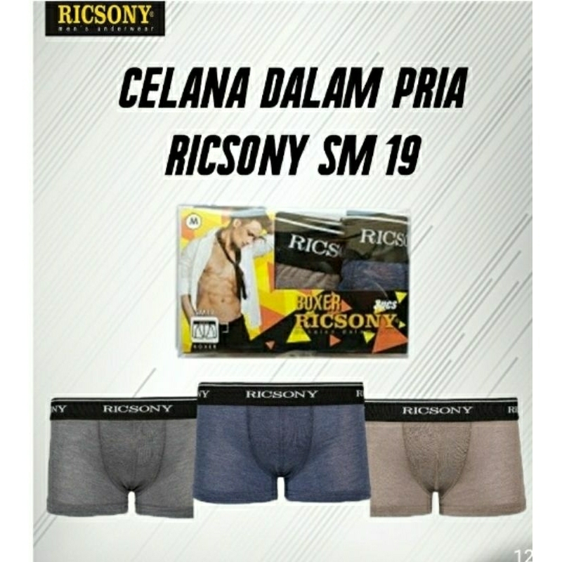 urd,SM19 Celana dalam Ricsony Boxer isi 3 pcs