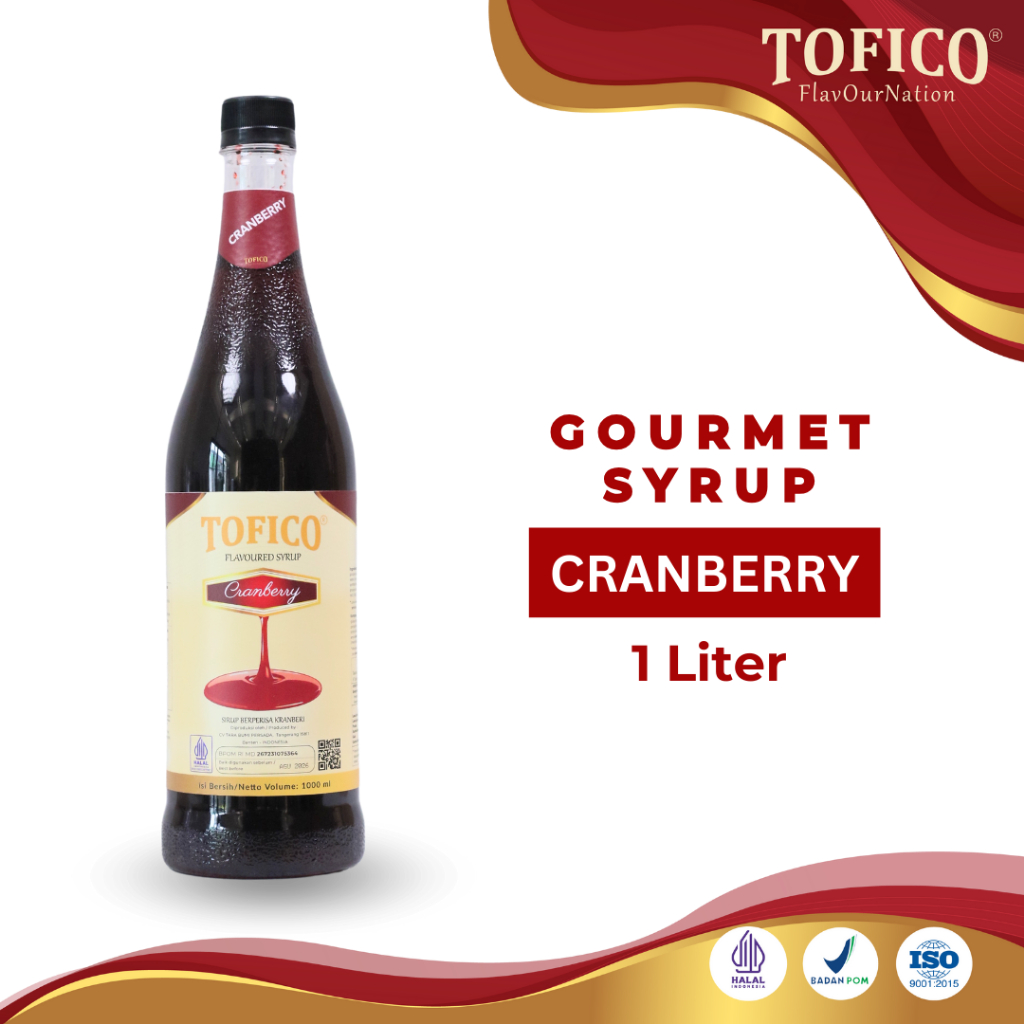 

Syrup Cranberries Tofico / Sirup Rasa Kulit Jeruk Premium 1 Liter / Tofico Syrup Official