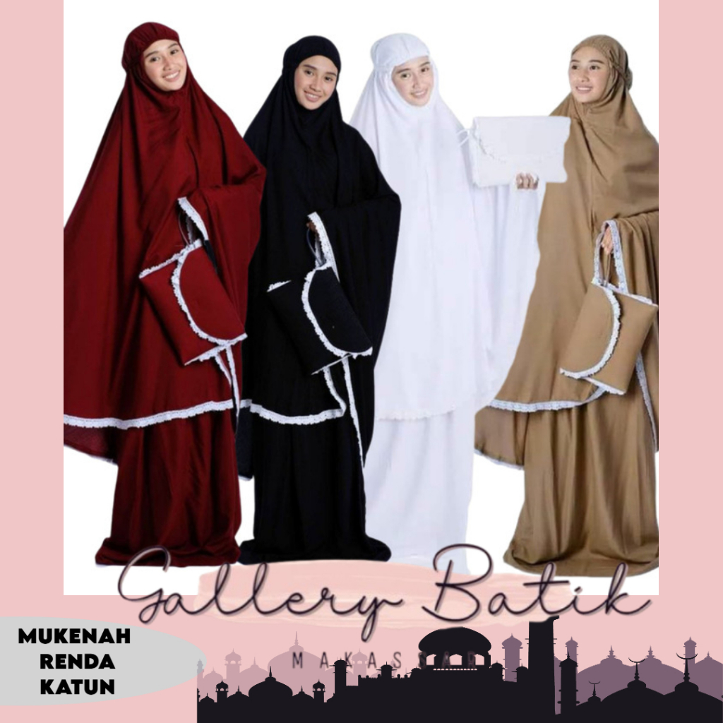 Mukena Polos Renda Ruwaida Bahan Katun Dewasa Jumbo Termurah Makassar [[Gallery Batik Makassar]]