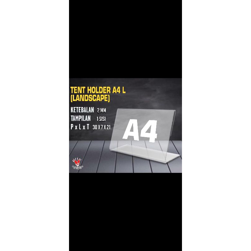 

Akrilik A4/Acrylic Tent Holder Lanscape A4 TypeL