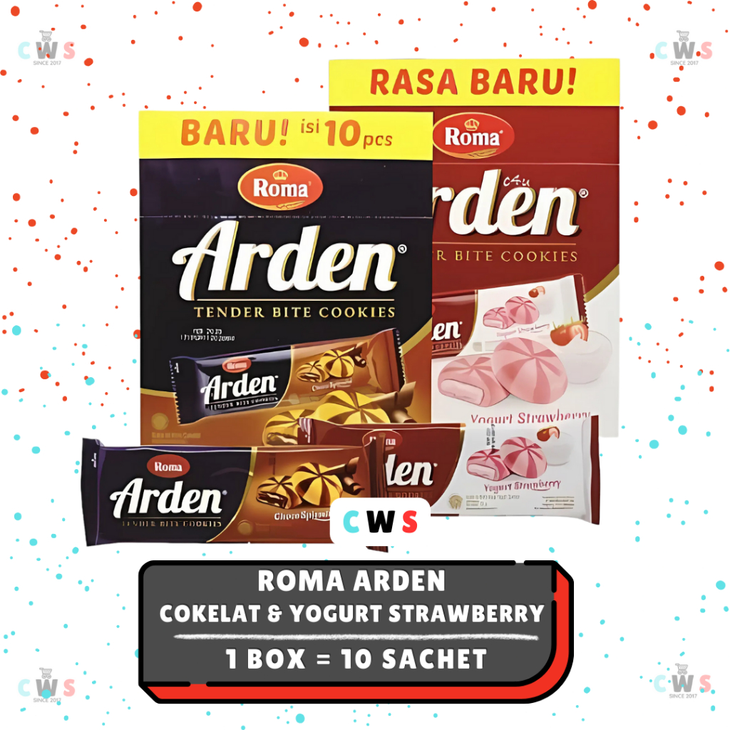 

Roma ARDEN Biskuit Kukis isi Krim Cokelat & Yogurt Stroberi Strawberry Sachet - 1 Box / 10 Pcs