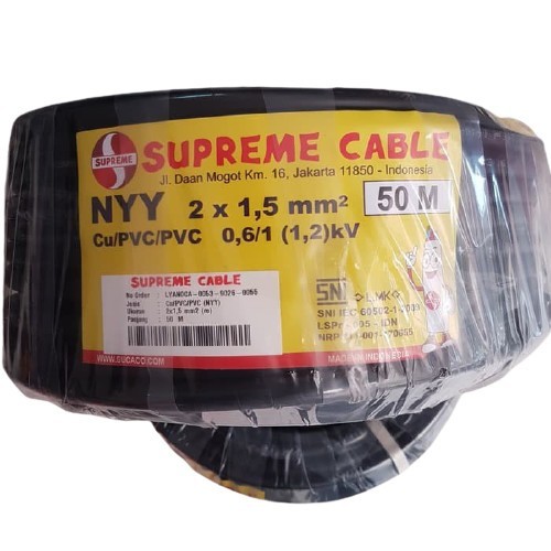 Kabel Listrik Serabut /NYYHY Supreme 2x1.5 2x1,5 per-meter