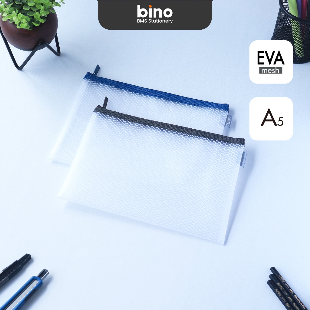 

[BMS Surabaya] Bantex Pouch A5 Zipper Bag Jaring Transparan Bahan EVA Mesh BF2101