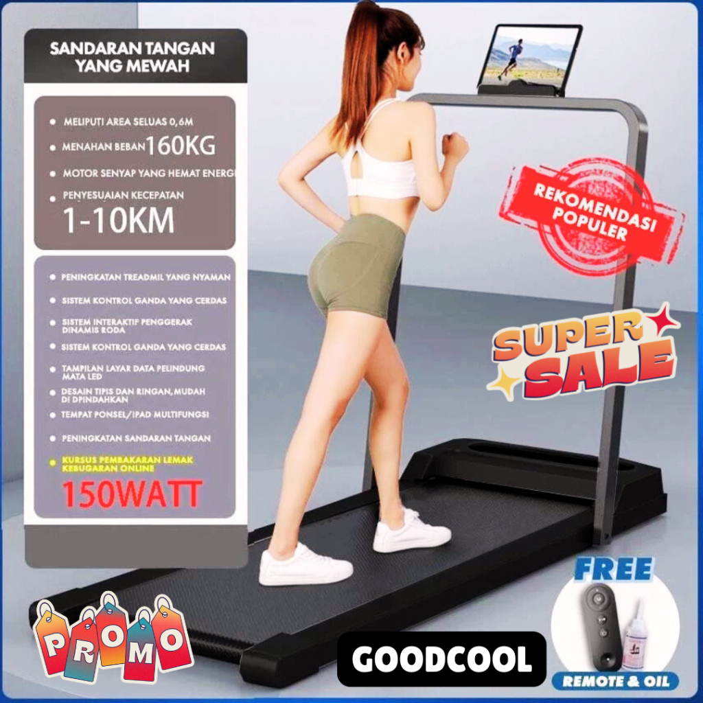 GOODCOOL Treadmill Portable Treadmill Elektrik Lipat Walking Pad Running Pad Low Watt