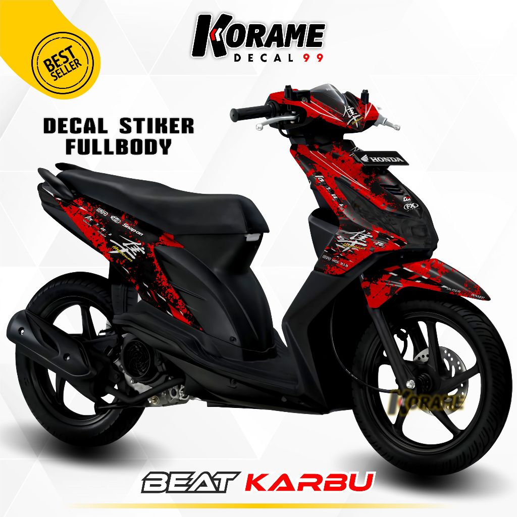 Decal Stiker Fullbody Beat Karbu Hayabusa Hitam Merah