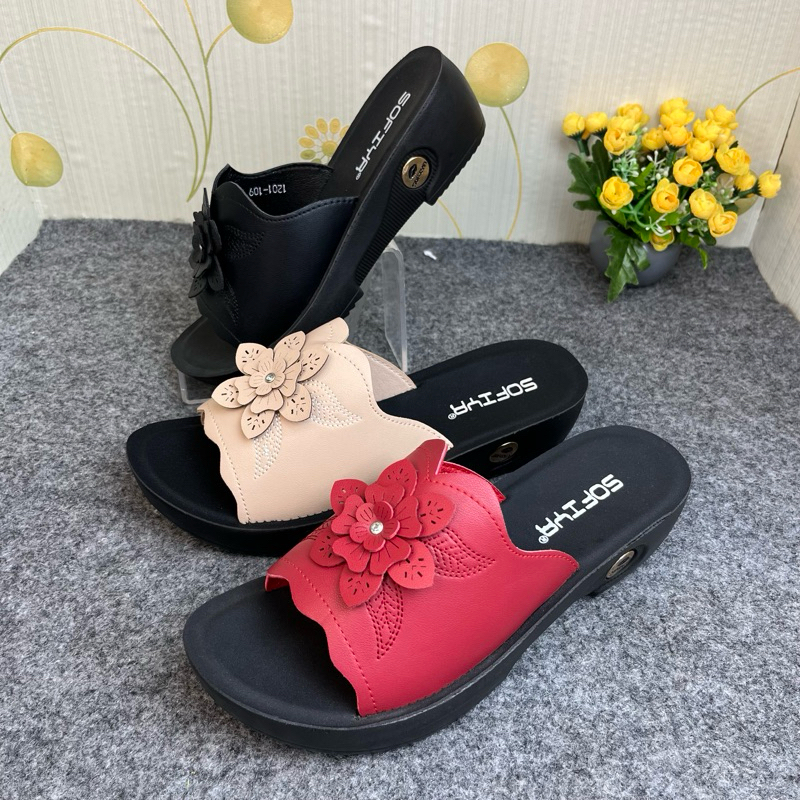 SOFIYA ORI 1201 109 SENDAL WEDGES WANITA IMPORT / SANDAL UPSEN BUNGA TINGGI 5CM