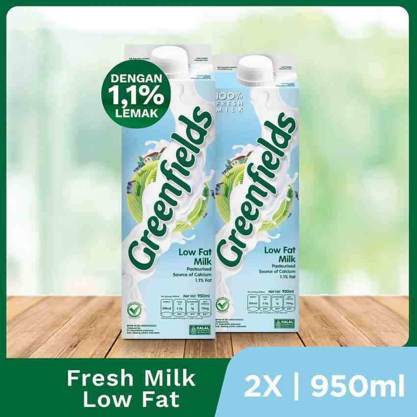 

[Twinpack] Susu Segar Greenfields - Fresh Milk Low Fat 950ml x 2pcs