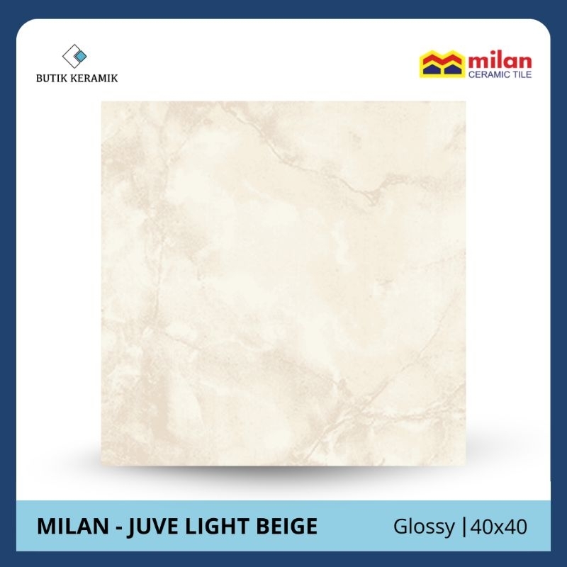 Keramik 40x40 cm | Milan | Juve Light Beige - Juve Light Grey | Glossy | Grade A | Keramik Lantai