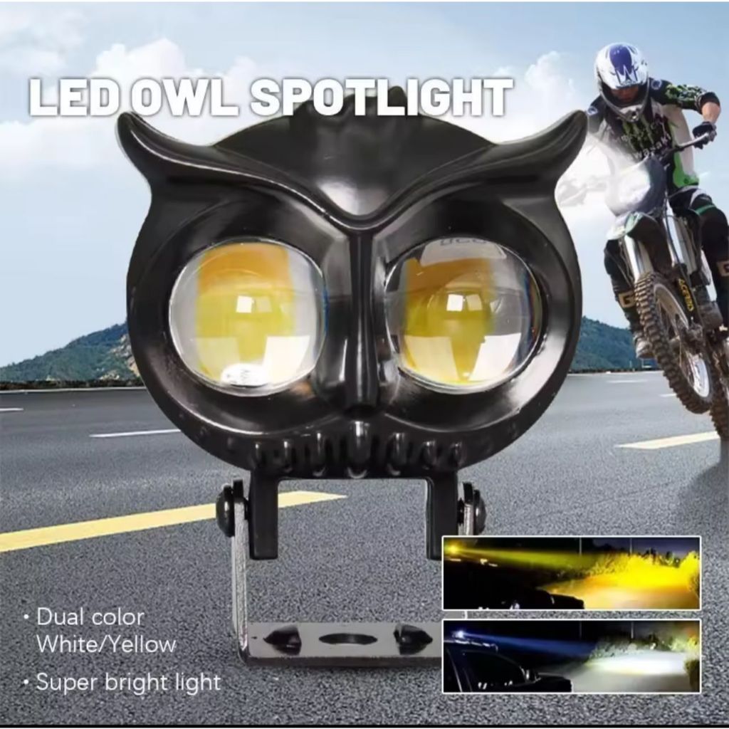 Lampu Tembak Motor Mobil /lampu Sorot Led/lampu Sorot Owl 2 Led Dc 12-24v 18w Cahaya Kuning-putih/la