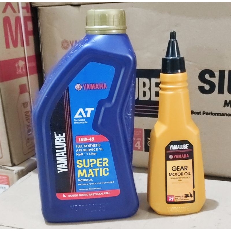 Paket Oli Yamalube Super Matic 1Liter + Oli gardan 140ml Oli Motor