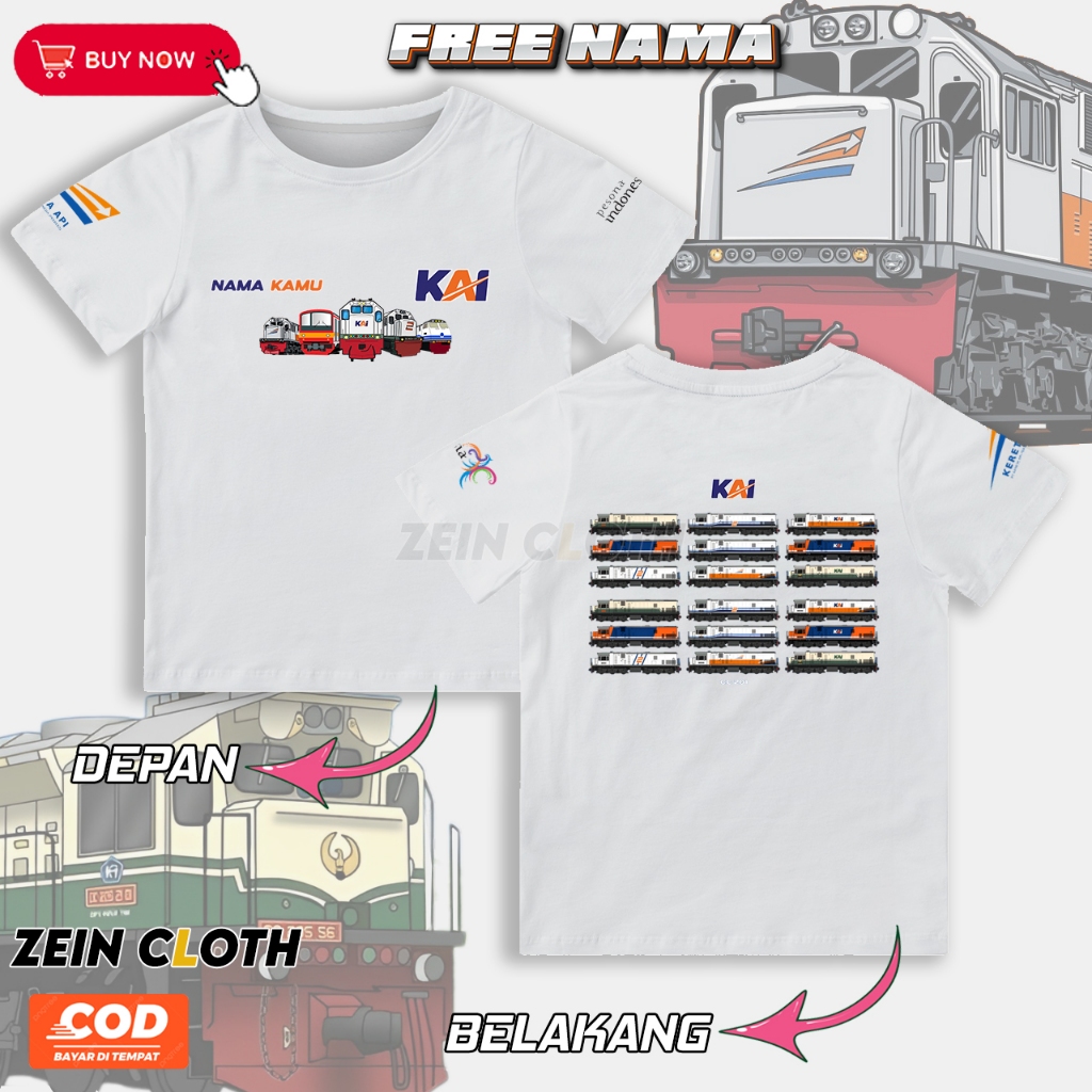 Kaos Anak Lokomotif Kereta Api / Baju Anak Lokomotif KAI