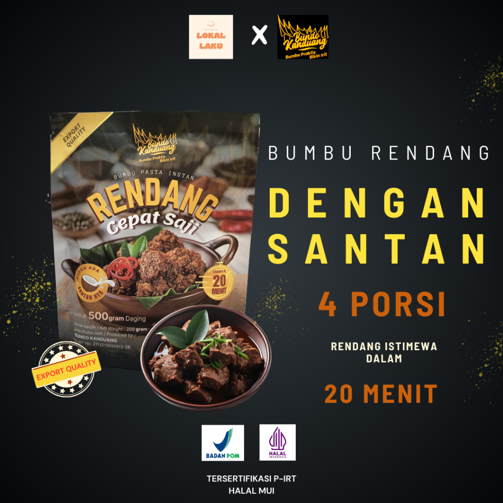 

Bumbu Rendang Instan DENGAN SANTAN Bundo Kanduang Bumbu Masak Cepat Saji