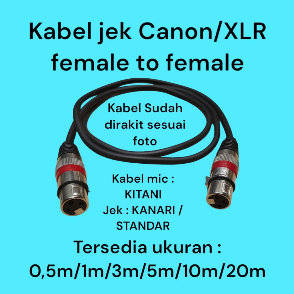 KABEL JEK CANON XLR FEMALE CEWEK TO CANON XLR FEMALE CEWEK KABEL JEK RAKITAN AUDIO MIXER AMPLIFIER M