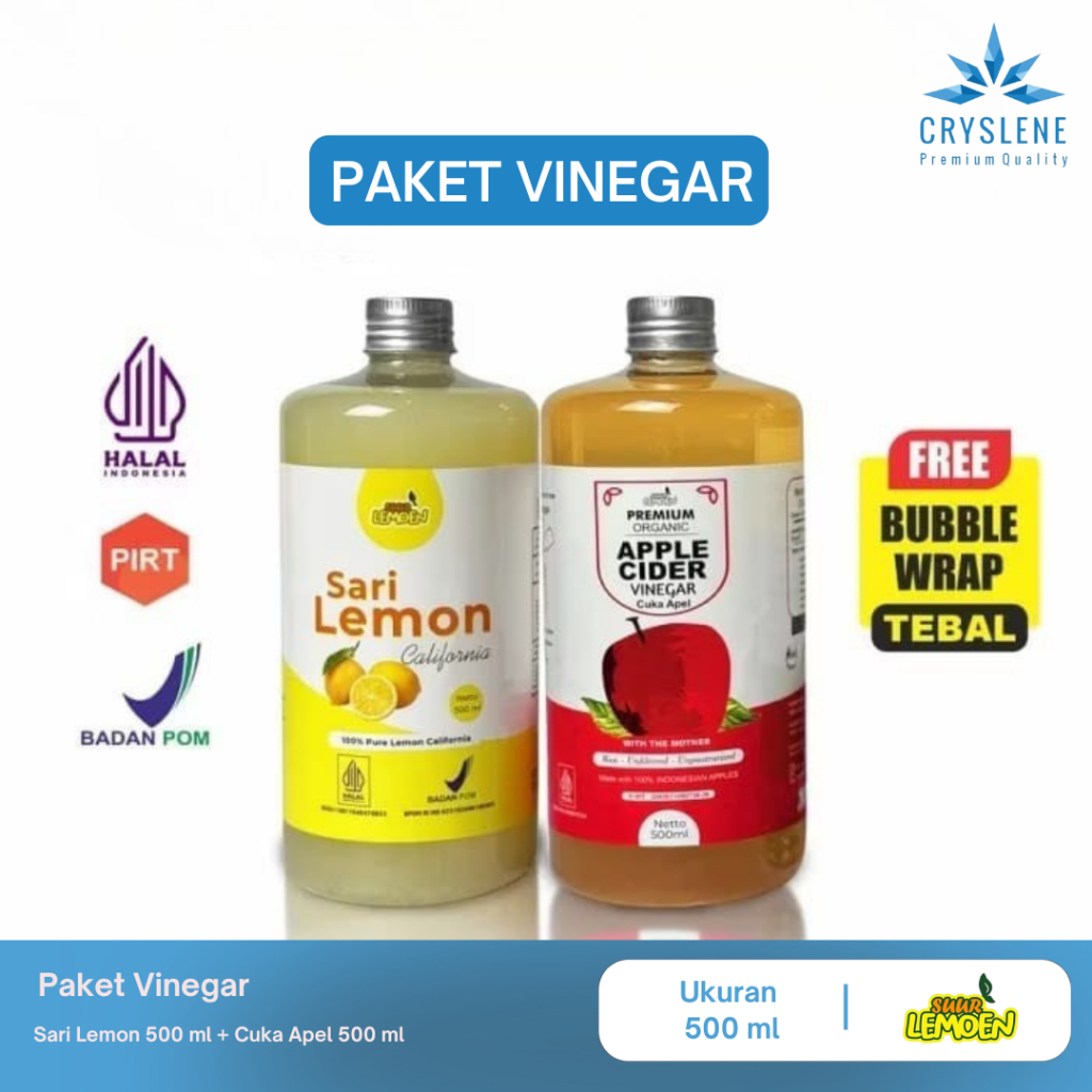

Paket Cuka Apel 500ml + Sari Lemon 500ml + Paket 1 Liter Suur Lemoen By CRYSLENE
