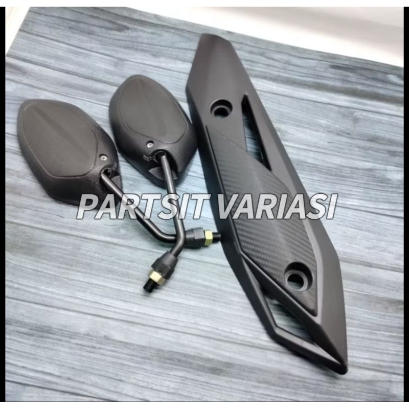 cover tutup tameng knalpot fi eps beat new 2017-2019 new+spion hitam standar ori