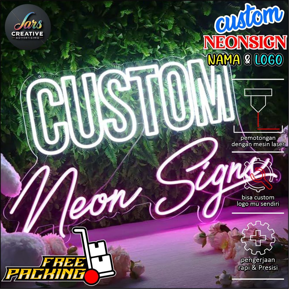 NEONSIGN CUSTOM LAMPU LED HURUF/NAMA LOGO CUTTING AKRILIK LAMPU HIAS PAPAN NAMA