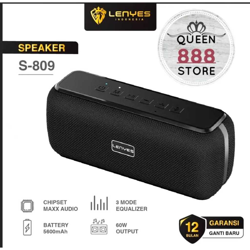 SPEAKER LENYES S809 SPEAKER BLUETOOTH TWS V4.2 60WATT MAXXAUDIO WITH DSP CHIP HIFI STEREO