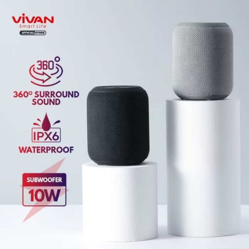 VIVAN Bluetooth Speaker Surround Sound 360° Waterproof IPX6 VS12 ORIGINAL VIVAN