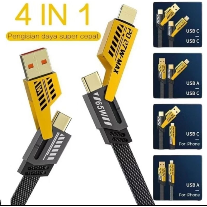 kabel charger 4 in 1, PD27W/MAX