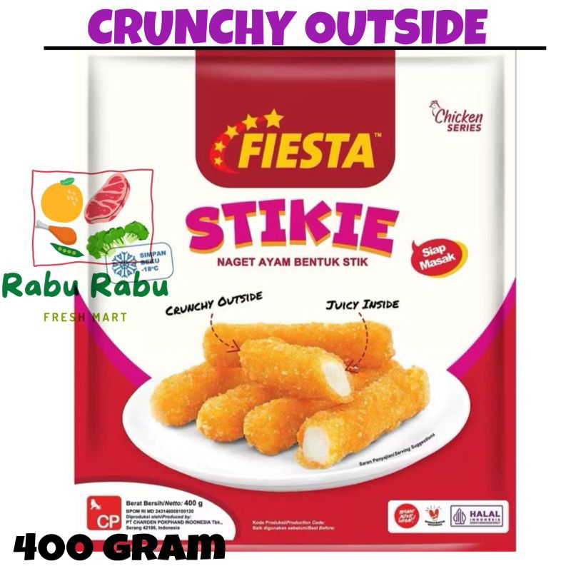 

FIESTA CHICKEN NUGGET PREMIUM STIKIE 400GR HALAL NAGET AYAM BENTUK STIK STICK CEPAT SAJI FROZEN FOOD MAKANAN BEKU