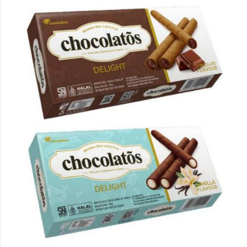 

Chocolatos Delight Wafer Roll Cokelat vanila 90g