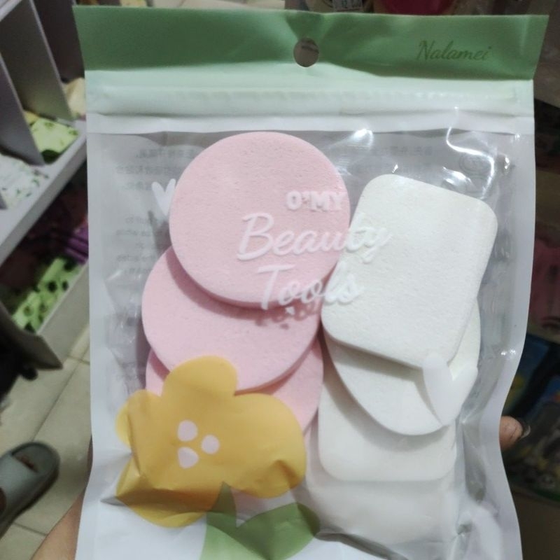 Nalamei Natural Powder Puff / Spon Bedak Isi 8 BULAT
