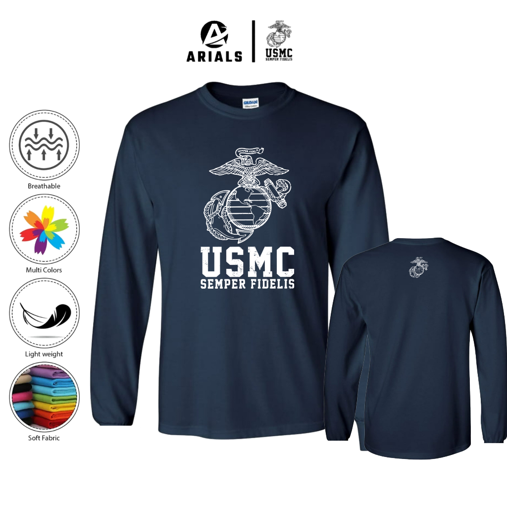 Arials Kaos Baju Lengan Panjang USMC Marine Corps