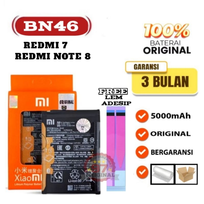 Baterai Batrai Batre Xiaomi Redmi 7 / Redmi Note 8 / Redmi Note 6  (BN46) Batre Xiaomi Original