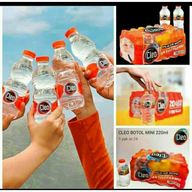 

Cleo botol mini 220ml x 24 / Cleo mineral water mini 1 krat isi 24