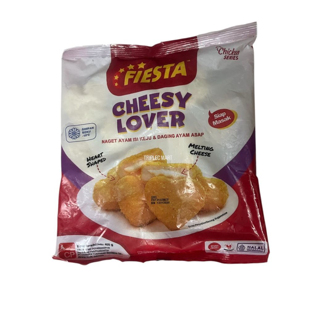 

Fiesta Cheesy Lover Naget Ayam Isi Keju & Daging Ayam Asap 400gr