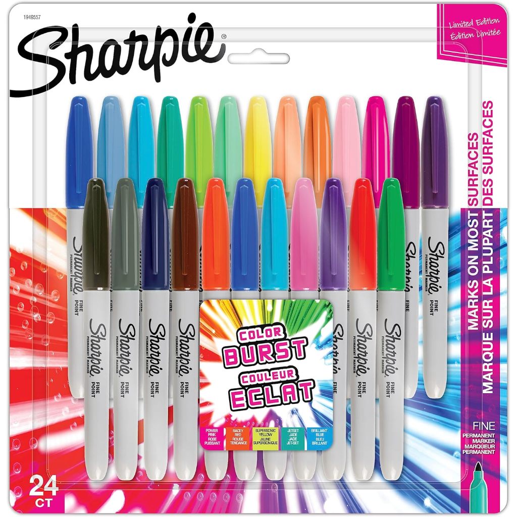 

Sharpie Color Burst Permanent Markers Set 24 pcs, FINE TIP, 24 Count Spidol marker 24 warna