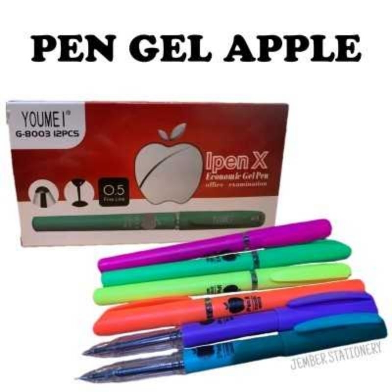 

(12pcs) Pen Gel Apple 1 lusin tinta hitam / pulpen lucu murah / pen gel hitam