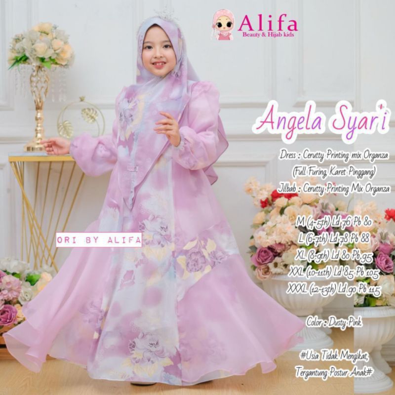 ANGELA SYARI BAJU ANAK SYARI BAHAN PRINTING CERUTY TERBAIK