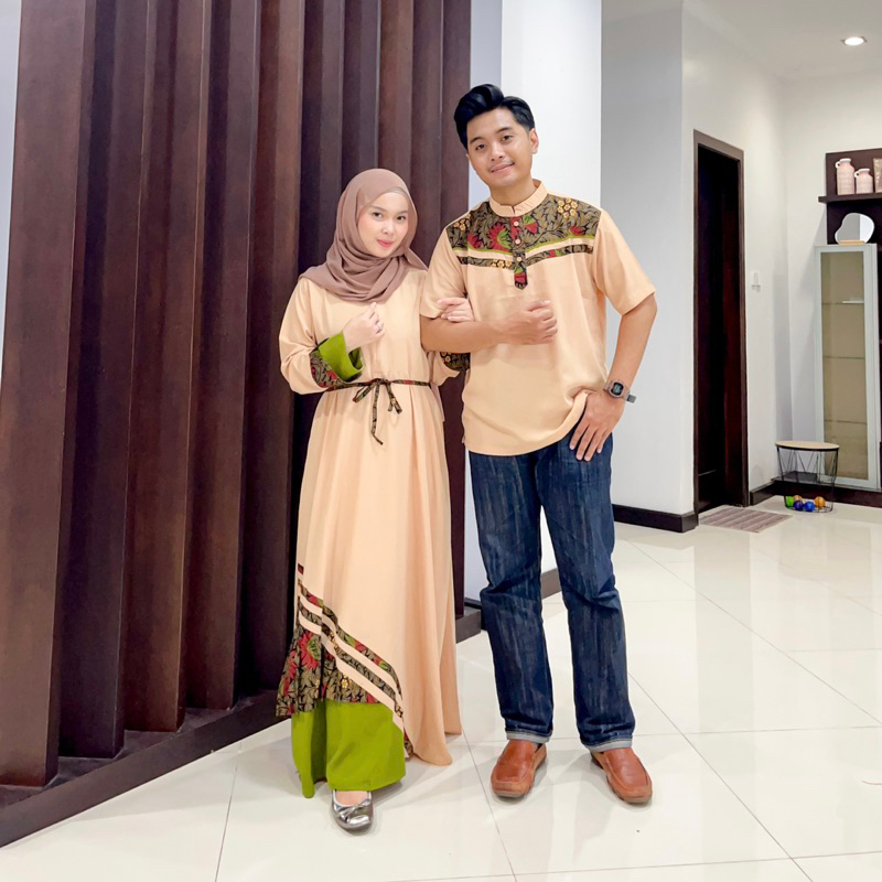 [READY STOCK] Zenitha - Zn 331 Cream Sarimbit Keluarga Lebaran Couple Family Set Premium