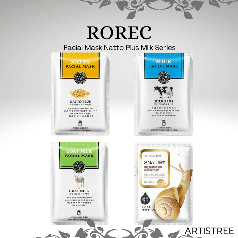 ROREC HCHANA Masker Susu Kontrol Minyak & Pori-pori Natto Plus Goat Milk Sheet Mask Moisten RO001