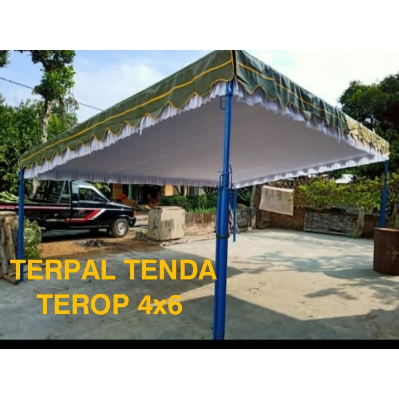 terpal tenda terop 4x6 bahan kanvas kapjip rumbai keliling