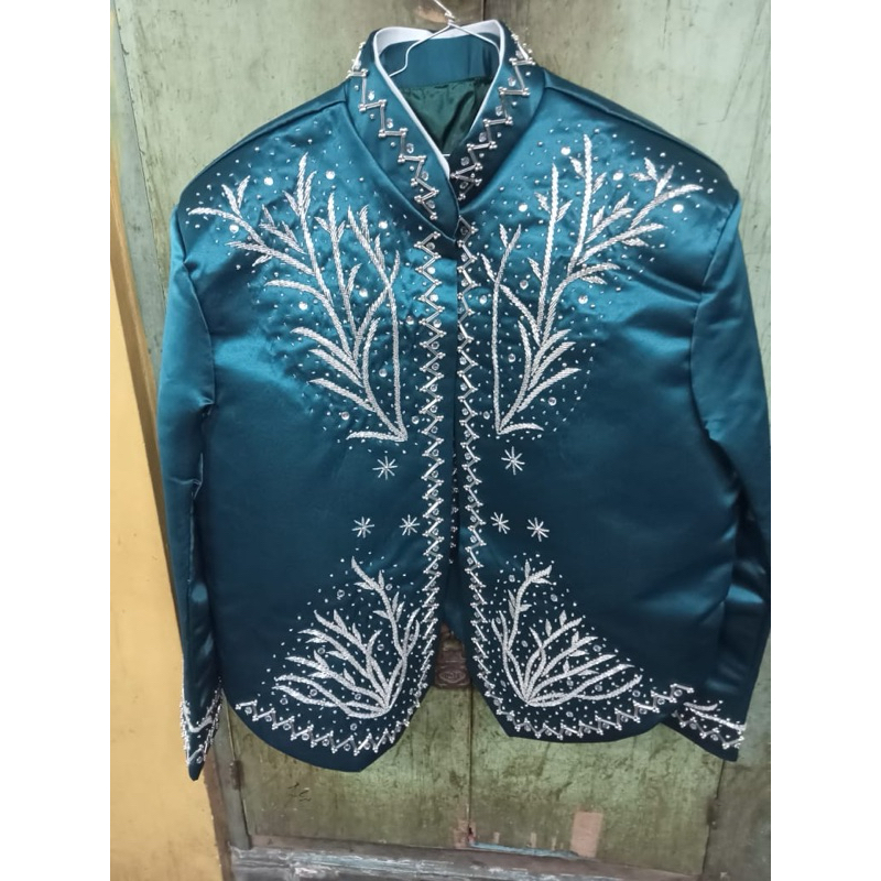 Beskap solo emerald kombinasi payet silver jumbo