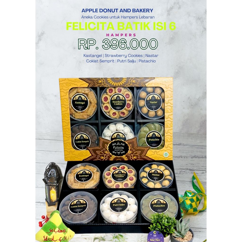 

Paket Hampers Kue Kering Lebaran Idul Fitri Felicita Batik Isi 6