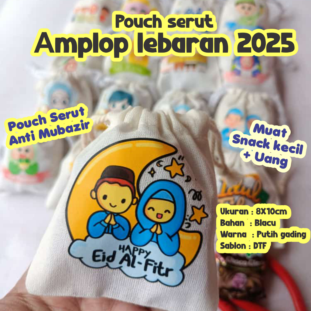 

Ready Amplop Lebaran 2025 Anti Mubazir 8x10 Unik Estetik dari Kain Blacu / Desain Bisa Memilih / Amplop Lebaran 2025 Kekininan / Pouch idul fitri hari raya