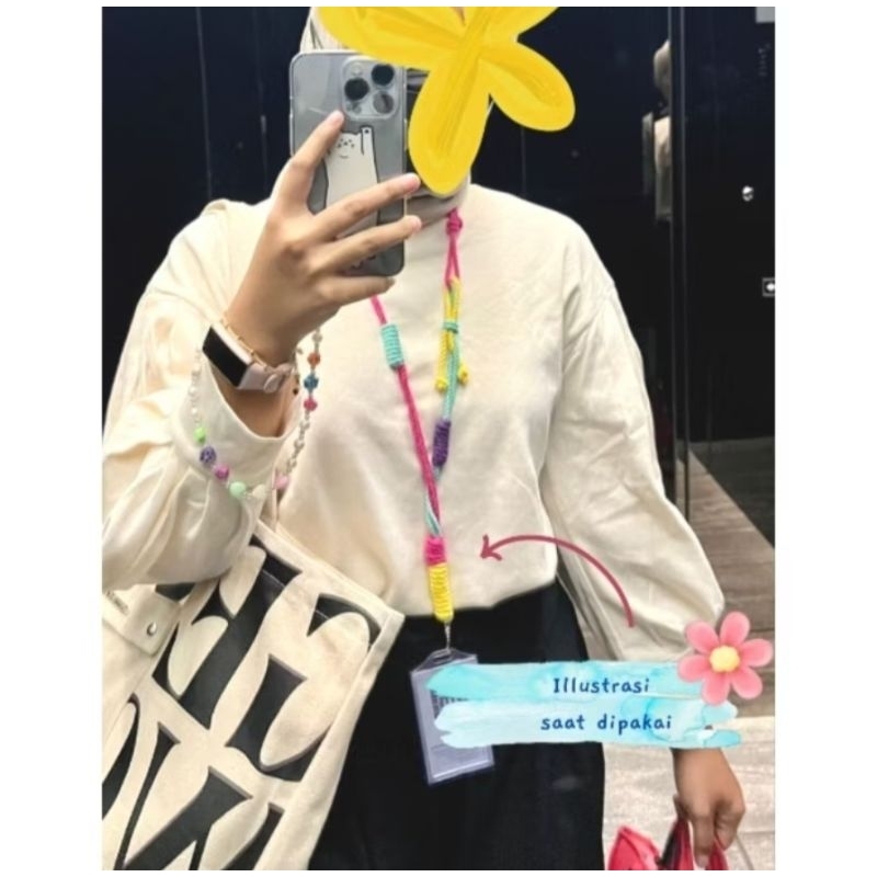 

Tali lanyard macrame cute lucu id card murah unik