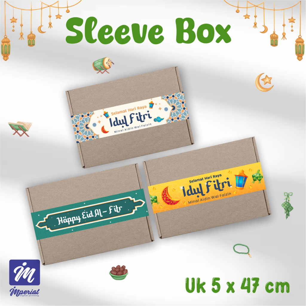 

(PAKET ISI 5 PCS) Sleeve Box Ramadhan Idul Fitri Happy Eid Mubarak Custom File
