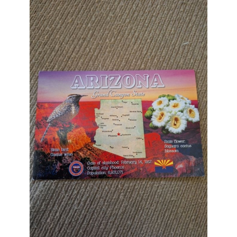 

kartu pos peta arizona/map usa postcard