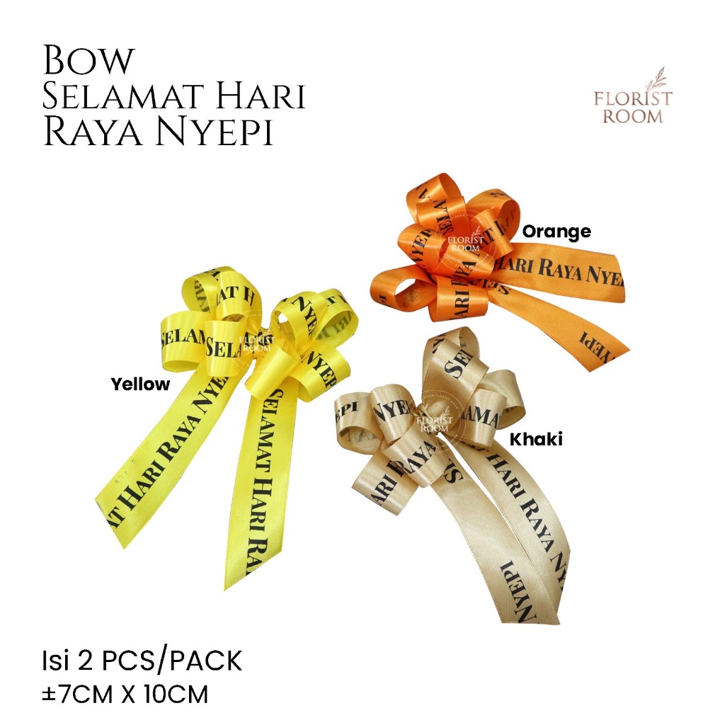 

[PO] 2 pcs Bow Satin Selamat Hari Raya Nyepi - Silence Day - Hampers Nyepi - Gift box - Pita jadi