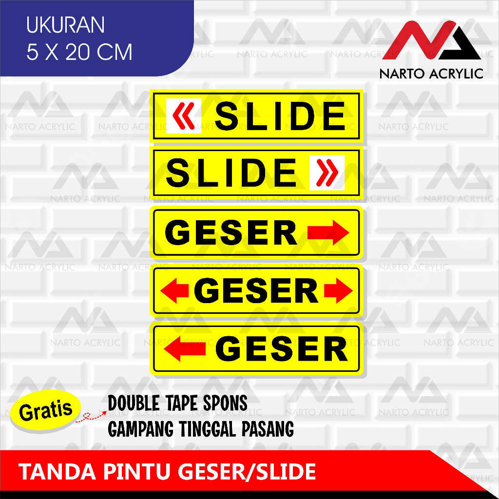 

AKRILIK SIGN PINTU GESER/SLIDE HORIZONTAL | CUSTOM | UK. 5 X 20 CM | Mudah dipasang, Bahan Keras, Awet, Kualitas Bagus