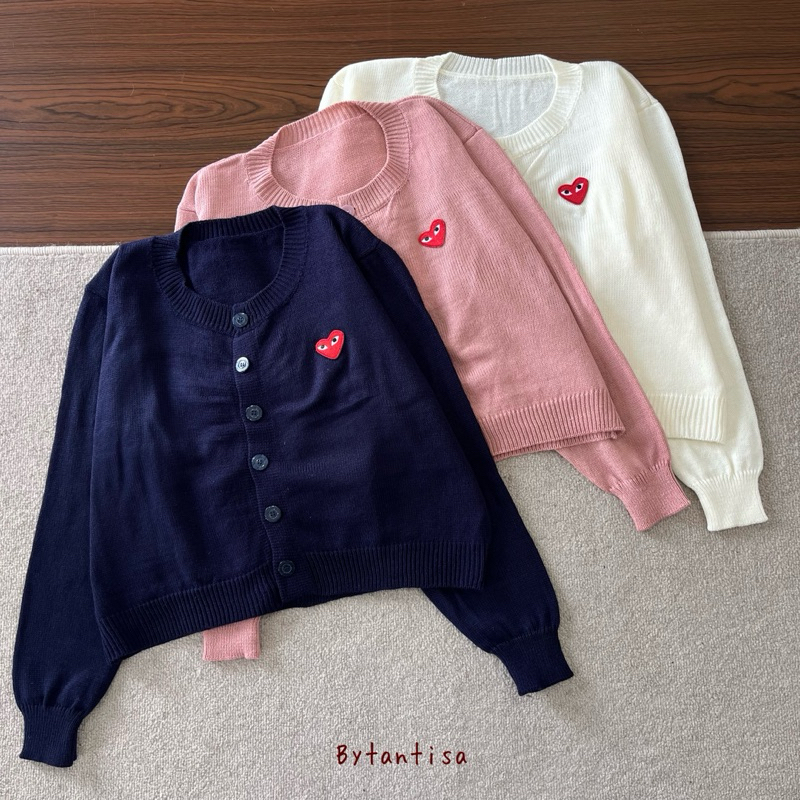 Bytantisa - Cardigan Rajut Oversize Crop Patch Cute