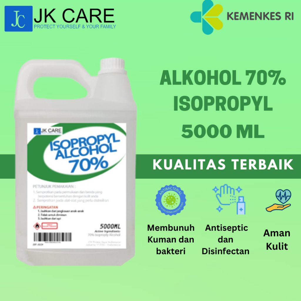 JK Care Isopropyl Alkohol 70% 5 Liter Alkohol Murni 70% 5000ml