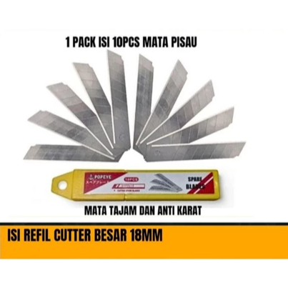

POPEYE Isi Cutter Set 10 Pcs BESAR - Spare Blades Kater Cuter